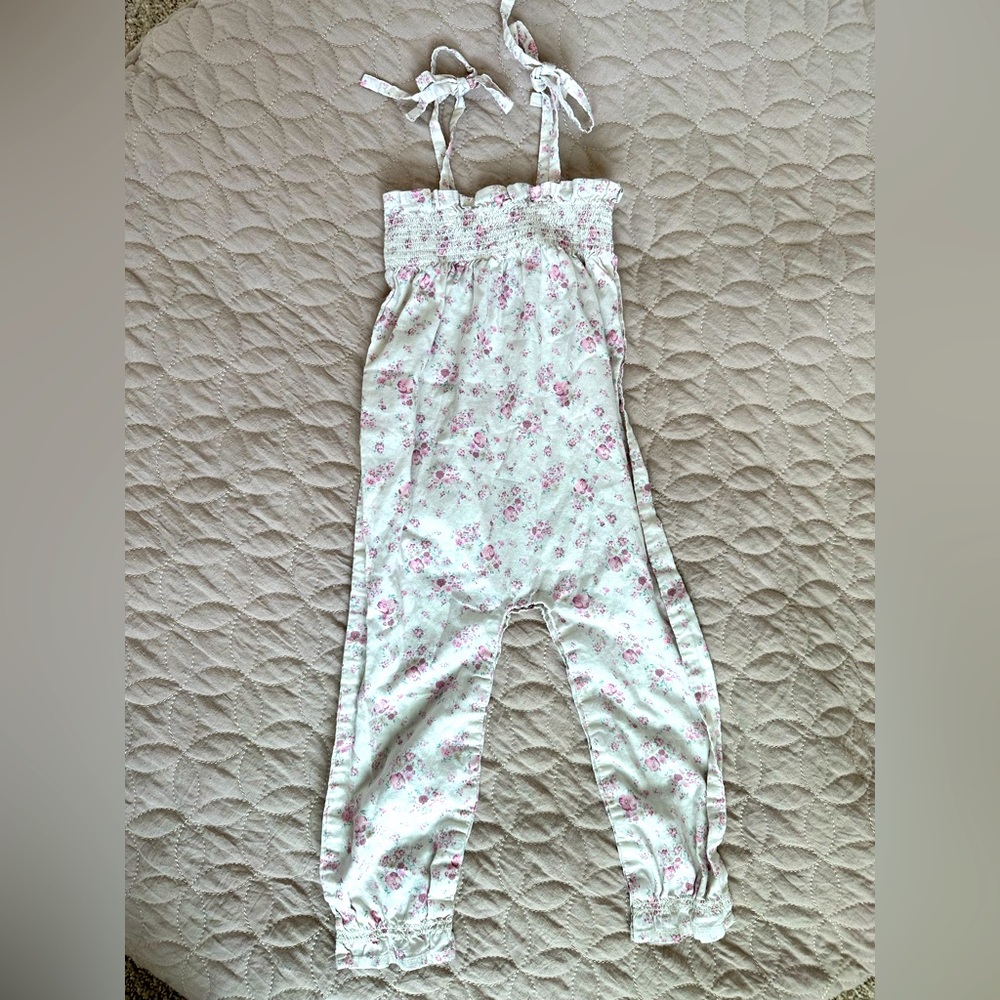 Jamie Kay floral romper size 3-6months with tie straps for adjusting size